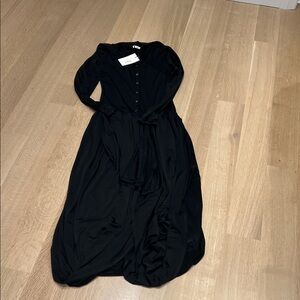 Black Vesper Long Sleeve Button-Front Maxi Dress
